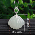 wholesale 925 silver inlaid with Hetian jade pendant with appraisal certificate, shell-shaped, new Chinese style, Hanfu accessory for women-0-5