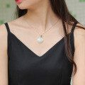 wholesale 925 silver inlaid with Hetian jade pendant with appraisal certificate, shell-shaped, new Chinese style, Hanfu accessory for women-0-1