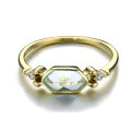 wholesale 9K Gold Ring Engravable New Sky Blue Topaz Unique Shape Personality Jewelry-0-1