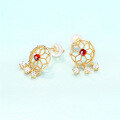 wholesale S925 sterling silver Japanese-style luxury dreamcatcher design garnet inlaid earrings for wholesale-0-2