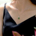 wholesale 925 Silver Hetian Jade Pendant Appraisal Certificate Water Drop Green Jade Retro Ethnic Style Silver Jewelry Necklace-0-1