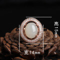 wholesale Sterling silver rose gold-plated Hetian jade ring with certificate,-0-5