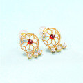 wholesale S925 sterling silver Japanese-style luxury dreamcatcher design garnet inlaid earrings for wholesale-0-3