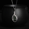 wholesale 925 Sterling Silver Hollow Ring Zircon Inlaid Green Jade Pendant with Appraisal Certificate, Wholesale-0-3