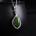 wholesale 925 Sterling Silver Hollow Ring Zircon Inlaid Green Jade Pendant with Appraisal Certificate, Wholesale-0-2