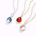 wholesale 925 Silver New Korean Fashion Versatile Girl Blue Topaz Sweet Teardrop Pendant Necklace Wholesale from Manufacturer-0-1