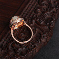 wholesale Sterling silver rose gold-plated Hetian jade ring with certificate,-0-2