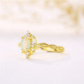 wholesale 925 Sterling Silver Plated 14K Gold Japanese Light Luxury Opal Floral Vintage Adjustable Ring Wholesale Manufacturer-0-1