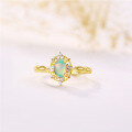 wholesale 925 Sterling Silver Plated 14K Gold Japanese Light Luxury Opal Floral Vintage Adjustable Ring Wholesale Manufacturer-0-2