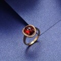 wholesale S925 Sterling Silver Women's Egg-Shaped Ribbon Mozambique Garnet Vintage Ring Fashionable and Unique Direct from Manufacturer-0-1