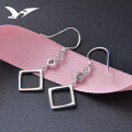 wholesale 925 Silver Korean Style Zircon Geometric Square Long Drop Earrings Wholesale Factory Direct Supply-0-3