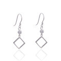 wholesale 925 Silver Korean Style Zircon Geometric Square Long Drop Earrings Wholesale Factory Direct Supply-0-4