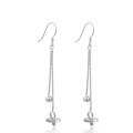 wholesale S925 silver fashionable women's earrings, Korean-style elegant butterfly bead long drop earrings with tassel, SHEIN new accessory-0-4