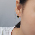 wholesale S925 Sterling Silver With Black Onyx Micro-inlaid Waterdrop Pattern Earrings, European-american Style Luxury Jewelry For Drop Shipping-0-3