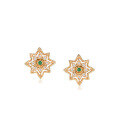 wholesale S925 Silver Korean Minimalist Elegant Princess Square Green Zircon Ear Studs Retro-Style Earrings-0-5