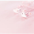 wholesale Sterling Silver S925 Pink Bird Earrings Women Korean Style Small Fresh Cute Sweet Animal Ear Jewelry E6862-0-0