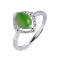 wholesale [925 Sterling Silver] Certified Hollow-out Setting Cabochon Nephrite Jade Ring, Open-ended Natural Hetian Jasper Ladies Wholesale-0-4