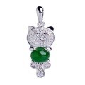 wholesale Rose gold-plated 925 silver with certificate, Hetian jade pendant, jade green cat, minimalist fashion style, women's necklace-0-4