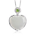 wholesale 925 Sterling Silver Fashion-Simple Jade Pendant with Certificate, Heart-Shaped Hetian Jade and White Jade Necklace Pendant-0-4