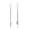 wholesale Sterling Silver S925 Full Body Cat and Fishbone Long Drop Dangle Earrings for Women Cute Ear Accessories Factory Wholesale-0-4