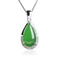 wholesale 925 Sterling Silver Antique Style Hetian Jade Pendant with Appraisal Certificate, Green Jade Waterdrop Necklace Women's Pendant-0-4