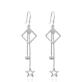 wholesale S925 silver geometric square star bead tassel earrings for women, SHEIN new accessory-0-4