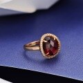 wholesale S925 Sterling Silver Women's Egg-Shaped Ribbon Mozambique Garnet Vintage Ring Fashionable and Unique Direct from Manufacturer-0-3