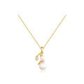 wholesale Best-selling new Christmas gift pendant - Gold and pearl snowman necklace for women, trendy and versatile-0-3