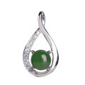 wholesale 925 Silver Inlaid Hollow Green Jade Pendant for Women with Certificate, Ancient Style Natural Hetian Jade Pendant-0-4