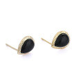 wholesale S925 Sterling Silver With Black Onyx Micro-inlaid Waterdrop Pattern Earrings, European-american Style Luxury Jewelry For Drop Shipping-0-0