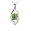 wholesale [925 Sterling Silver] Ethnic Style Hollowed-out Semi-circular Hetian Jade Pendant Necklace for Women with Certificate-0-4