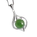 wholesale 925 Sterling Silver Inlaid Green Jade Pendant with Appraisal Certificate, Guochao Retro Style Hetian Jade Pendant-0-4