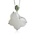 wholesale [925 Sterling Silver] National Trend Retro Style Hetian Jade Pendant for Women with Certificate, Green Jade Butterfly Button Necklace Pendant-0-4