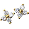 wholesale S925 silver flower earrings for women with inlaid diamond four-leaf clover mini stud earrings E6147-0-4