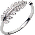 wholesale S925 Silver Women's Full Diamond Leaf Open Ring, Fresh and Sweet Leaf Ring, Tail Ring J0441-0-4