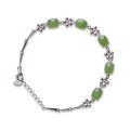 wholesale 925 Silver Vintage Chinese Style Four-Leaf Clover Inlaid with Hetian Jasper Green Jade Bracelet for Women with Certificate-0-4