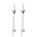 wholesale Sterling Silver S925, Tassel Earrings Fashion Long Butterfly Bead Earrings for Women, Korean Style Elegant Accessories, Temu Best-Selling Jewelry-0-4