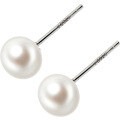 wholesale S925 Silver Korean Style Elegant White Pearl Earrings Mini Simple Bread Bead Earrings Silver Jewelry E0009-0-4