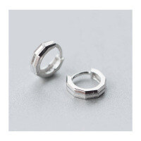 wholesale S925 Silver Ear Clasp Unisex Fashionable and Unique Couple Small Hoop Earrings Minimalist Geometric Wholesale Ear Piercing Jewelry E2660-S925 silver pair 925 silver