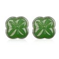 wholesale 925 Sterling Silver Four-Leaf Clover Jasper Earrings for Women with Certificate Green Jade Earrings Hetian Jade Stud Earrings Wholesale-0-4