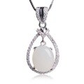 wholesale 925 Sterling Silver with White Jade Hollow-Out Pendant with Certificate, Wholesale from Manufacturer in Vintage Ethnic Style-0-4