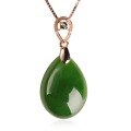 wholesale 18K Gold 5-piece Green Jadeite Pendant with Certificate, Natural Hetian Jade Waterdrop Necklace, Gold-Encased Jade-0-4