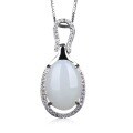 wholesale 925 Silver Egg-shaped Pendant with Egg-faced Hetian Jade, Fashionable Women's Jade Pendant Necklace Jewelry Wholesale-0-4