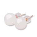 wholesale 18K Rose Gold Hetian Jade Bead Earrings with Certificate, White Jade Round Bead Earrings for Women, Natural Gemstone Rose Gold Ear Studs-0-4