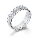 wholesale S925 silver ring for women, Japanese and Korean style lace floral band, artistic hollow pattern index finger ring J2929-0-4