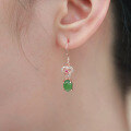 wholesale Silver-plated rose gold natural jade earrings for women with certificate, pure silver inlaid with Hetian jade and jasper ear pendants-0-3