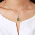 wholesale 925 Sterling Silver Wholesale Ethnic Style Inlaid with Hetian Jade Pendant with Certificate, Green Jade Teardrop-shaped Pendant for Women-0-3
