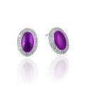 wholesale 925 Silver Ear Studs for Women, Elegant Korean Style with Purple Zircon Inlay, Fashion Earrings, Silver Jewelry Wholesale-0-4