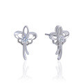 wholesale S925 silver minimalist floral earrings for women with zirconia studs, small fresh earrings factory wholesale-0-4