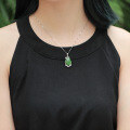 wholesale 925 Sterling Silver Inlaid with Hetian Jade Pendant, Green Jade Teardrop Jewelry for Women with Certificate, Natural Necklace Pendant-0-3